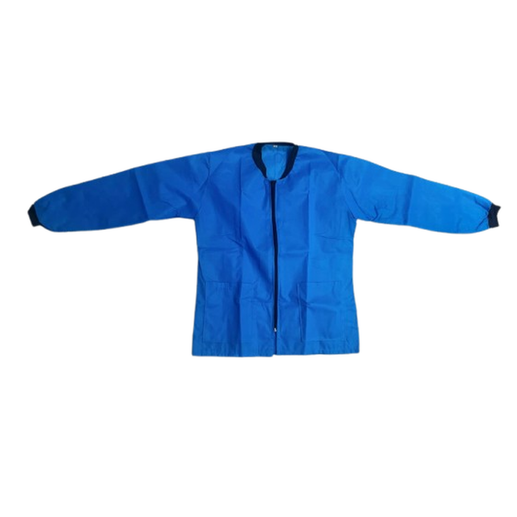 BLUSA AZUL COBALTO CUELLO NEGRO _1